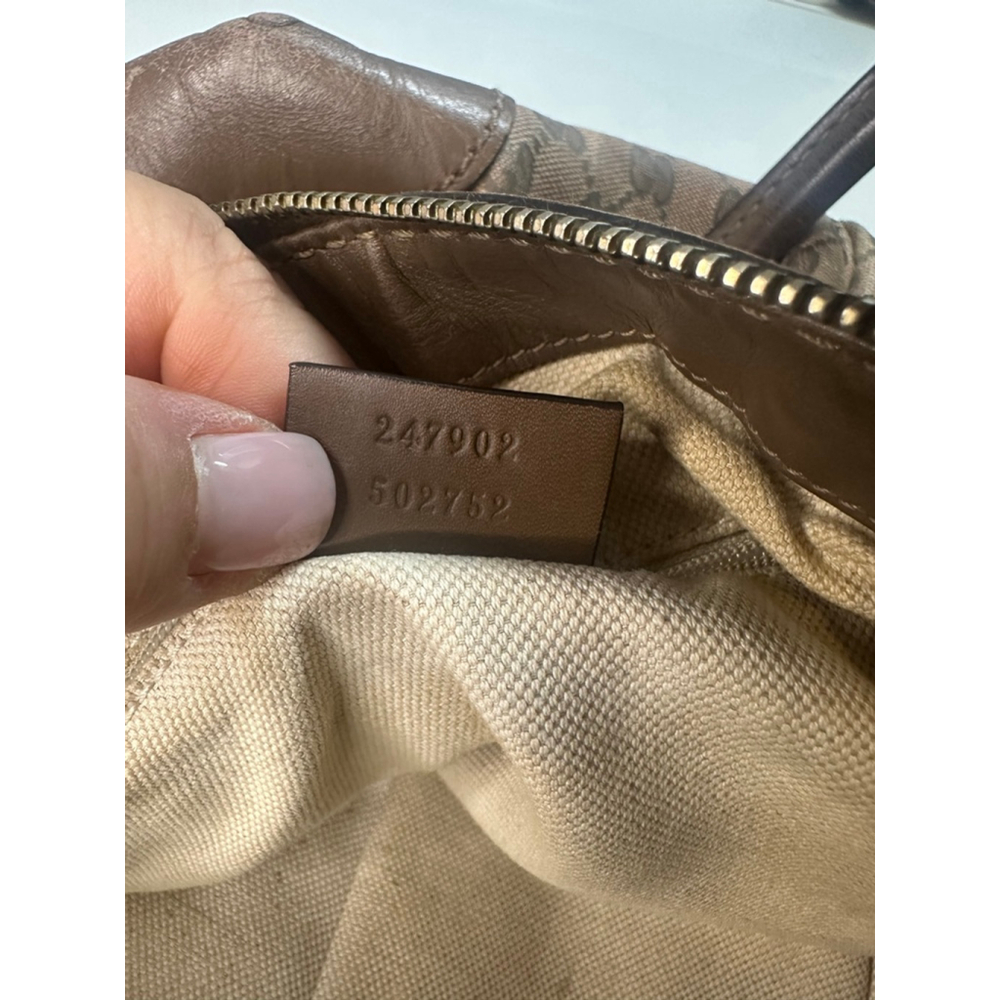 Women's Gucci Monogram Canvas Leather Trim Satchel Bag Brown/Tan One Size - Picture 16 of 16